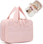 Makeup Bag, Travel Cosmetic bag, Toiletry Bag For Women, Make up Bag With Brush Storage, Hanging Toiletry Bag, Puffy Padded M