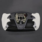 MEWANT Hand Stitched White Leather Steering Wheel Cover Wrap for Tesla Model S 2021-2023 / Model X 2021-2023 Steering Wheel Accessories