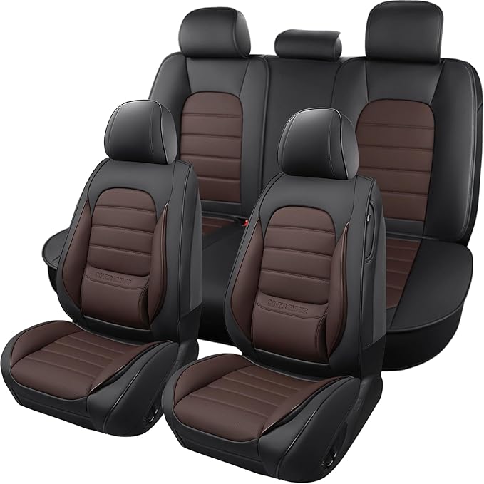 Car Seat Covers Full Set, 5 Seats Universal Leather Seat Covers for Cars, Waterproof Front and Rear Seat Cover, Breathable Au