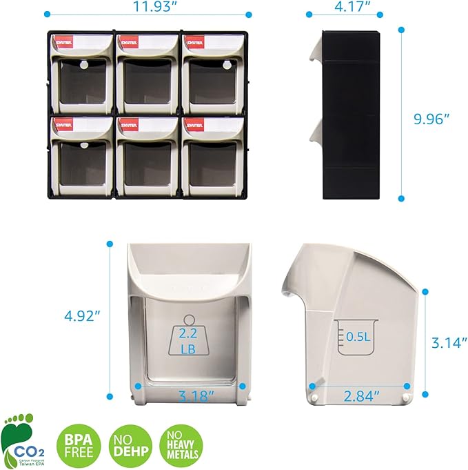 SHUTER Tilt Out Storage Cabinet w/6 Removeable Drawers, Plastic Small Parts Organiser, Stackable Storage Drawers, Tip Out Bin