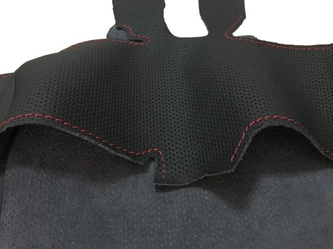 Eiseng DIY Customized Stitch Steering Wheel Cover for Toyota Tacoma 2012-2023 / for Tundra and Sequoia 2014-2022 / for 4Runner 2010-2024 Interior Accessories Black Microfiber Leather (Red Thread)