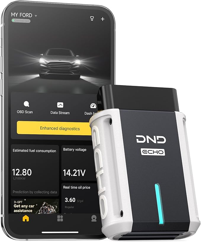 DND Bluetooth OBD2 Scanner - All System Diagnostic Tool for iOS & Android, Code Reader for Cars, Free Updated Vehicle Scan Tool,