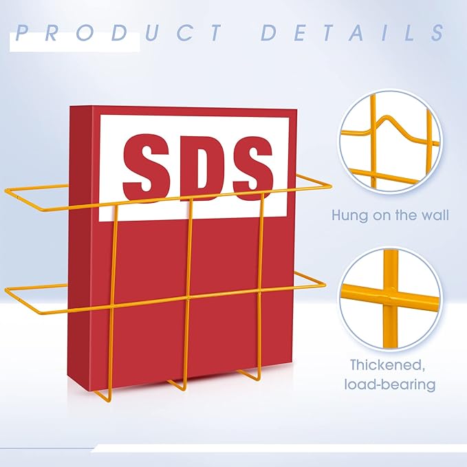 Nuenen 2 Packs MSDS Binder Holder Wall Mount MSDS Binder Rack Mounting Wire 3 Ring Storage for File Magazine Book Sheet Organ