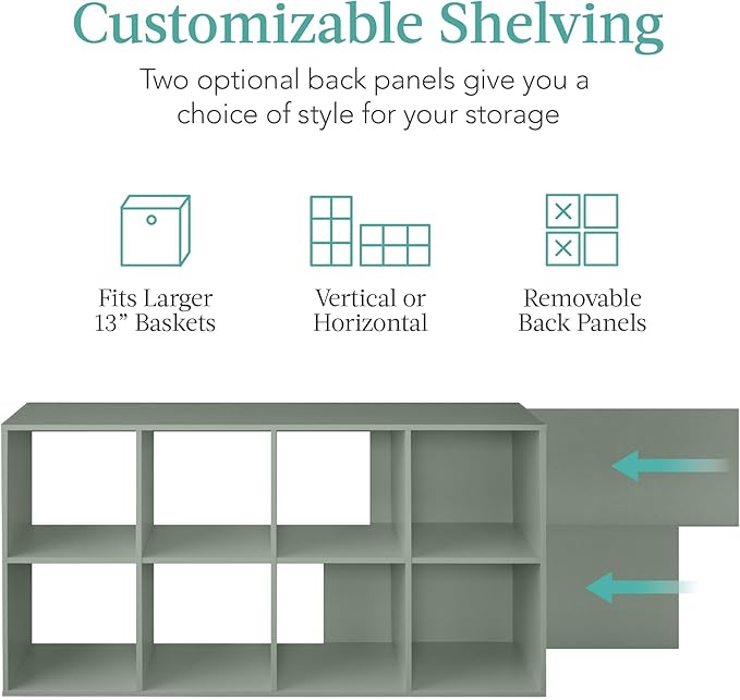 Best Choice Products Kids Bookcase 8-Cube Storage Organizer, 13.5in Shelf Opening, Bookshelf, Toy Storage, Customizable w/ 3 
