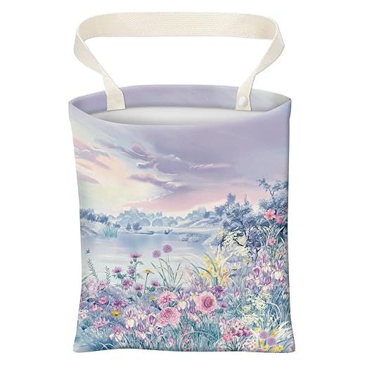 Car Trash Can, Cute Car Trash Bag, Hanging Car Organizer and Storage Bag, Trash Bin for Car Accessories, Vehicle, Travelling, Camping Watercolor Purple Flower