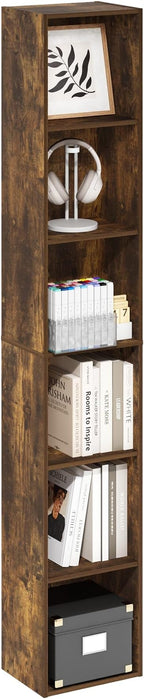 Furinno LUDER Book Shelf, 6-Tier Tall Modern Bookshelf, Bookcase with Open Shelves, 9.3 x 12 x 71, for Living Room, Bedroom, 