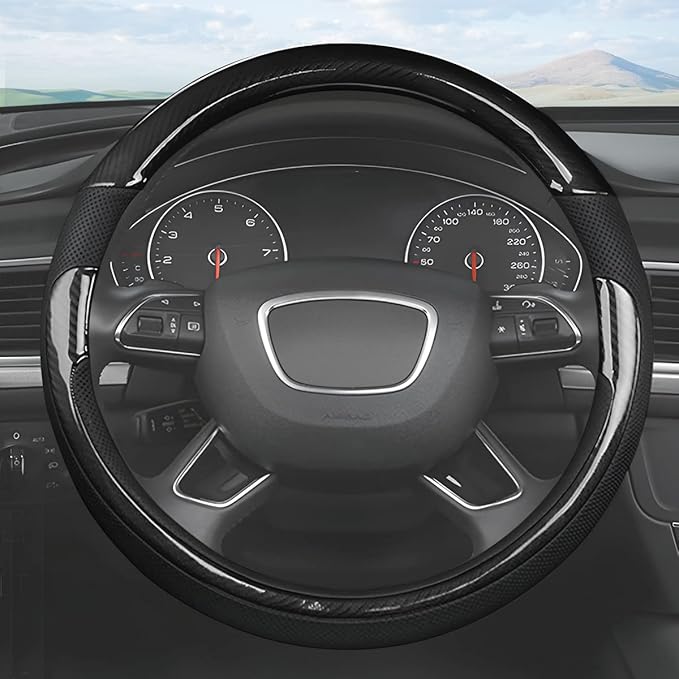 Universal Steering Wheel Cover - Microfiber Leather, 15 Inch, Anti-Slip, Breathable, Odorless Car Steering Wheel Protector, S