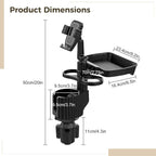 6-in-1 Car Cup Holder Expander with Tray & Phone Mount, Car Food Tray with 360° Rotation Adjustable Base, Car Cup Holder, Ide