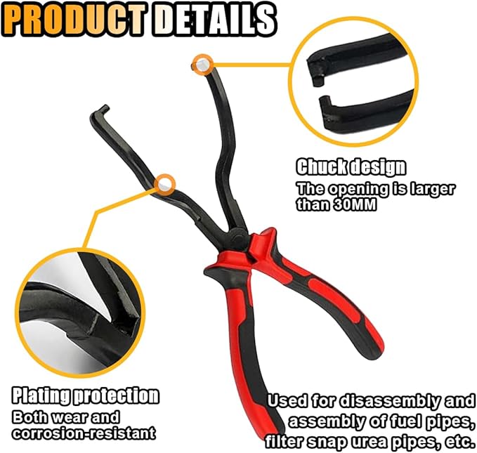 smilfuy Fuel Line Plier, Quick Disconnect Release Removal Tool, Petrol Hose Pipe Clamp Clip with Handle, Universal Fuel Line 