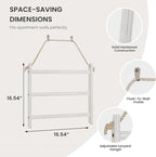 XLHOMO White Blanket Ladder Wall-Mounted, 3 Tier Wooden Rustic Mini Ladder Shelf for Living Room & Bathroom, Holder Display H