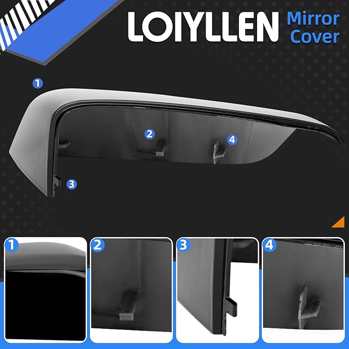 Passenger Side Mirror Cover Replacement for Chevrolet Chevy Malibu 2016 2017 2018 2019 2020 2021 2022 2023 2024 2025 - Right Side Mirror Covers, Rear View Mirrors Cap Accessories Black
