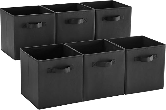 MAX Houser Fabric Cloth Storage Bins,Foldable Storage Cubes Organizer Baskets with Dual Handles for Home Bedroom Storage,Set 
