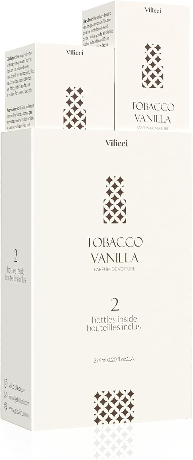 Vilicci Tobacco Vanilla Car Fragrance (pack of 2) – Premium Auto Perfume & Car Air Freshener | Sophisticated & Timeless Scent