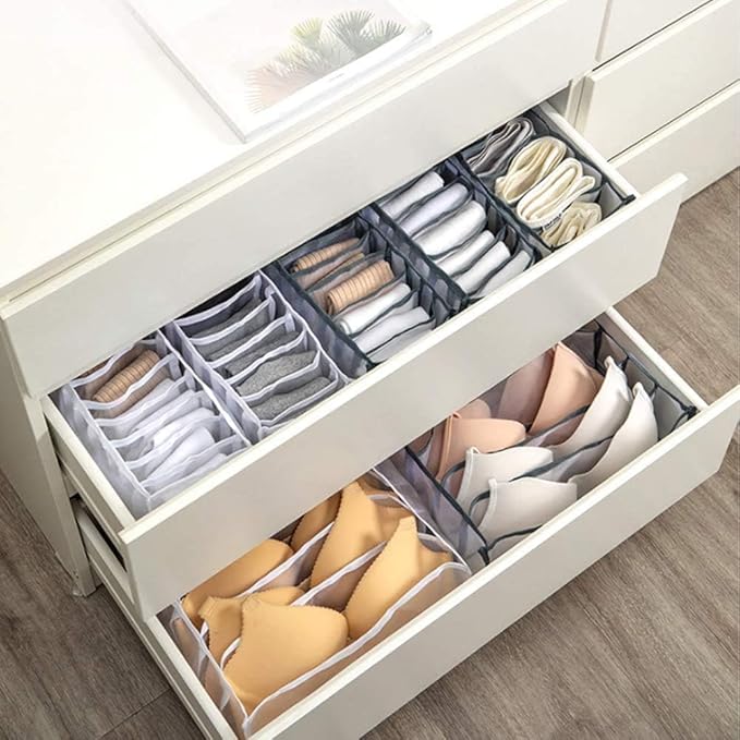 3 Set Underwear Organizer, Foldable Bra Underwear Drawer Organizer Divider Bins for Underwear, Socks, Ties, Bras, Underwear S