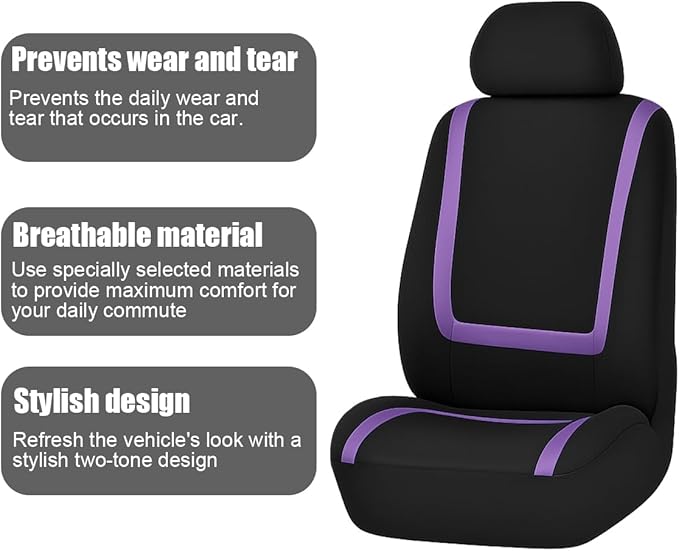 BELOMI Car Seat Covers Full Set, Breathable Premium Cloth Auto Seat Cover, Universal Front and Rear Seat Covers, Automotive I