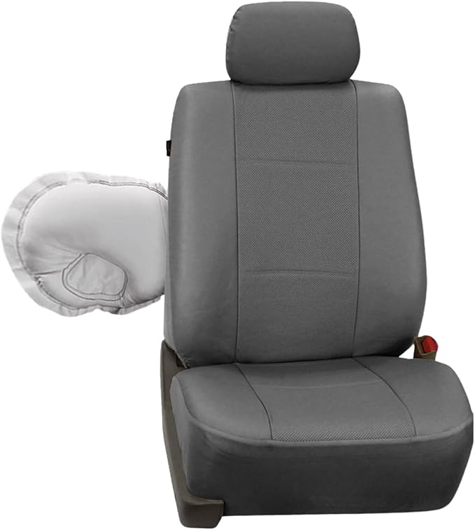 FH Group Three Row Car Seat Covers Deluxe Leatherette with 7 Seater, Airbag Compatible and Rear Split Bench– Universal Fit fo