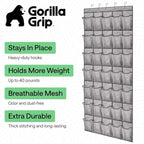 GORILLA GRIP Over the Door Shoe Organizer, 35 Large Breathable Mesh Pockets, Space Saving Hanging Storage Holder, 5 Hook Clos