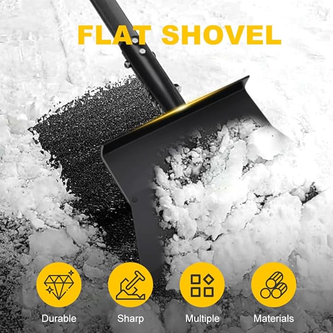 Snow Shovel for Driveway Ice Scraper, Heavy Duty Ice Chopper 53" Multifunctional Cleaning Shovel Ice Removal Tool, Wider Garden Flat Floor Scraper for Sidewalk Lawn Garden Farm Yard (2)