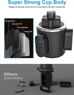 GDZN Cup Holder Car Tablet Holder, 10.2" Gooseneck Flexible Long Arm Tablet Mount for Truck SUV Pickup, 360° Adjustable Cupholder for iPad Pro 12.9 11 Air Mini, Galaxy Tab, iPhone 17, 4-13" Devices