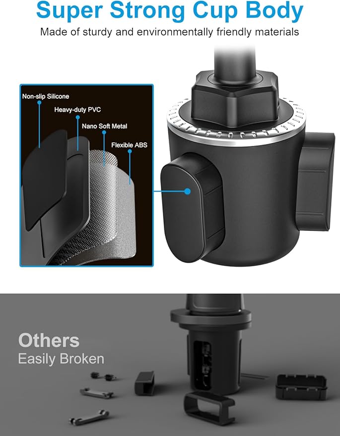 GDZN Cup Holder Car Tablet Holder, 10.2" Gooseneck Flexible Long Arm Tablet Mount for Truck SUV Pickup, 360° Adjustable Cupholder for iPad Pro 12.9 11 Air Mini, Galaxy Tab, iPhone 17, 4-13" Devices