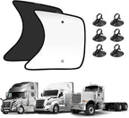 KUST 23''×21.6'' Side Window Sun Shade for Semi Truck, RV Semi Truck,Volvo VNL,International Trucks, Freightliner Black&Silver Side Window Shade, Sunshade with Suction Cup, Glare Sun UV Rays 2PCS