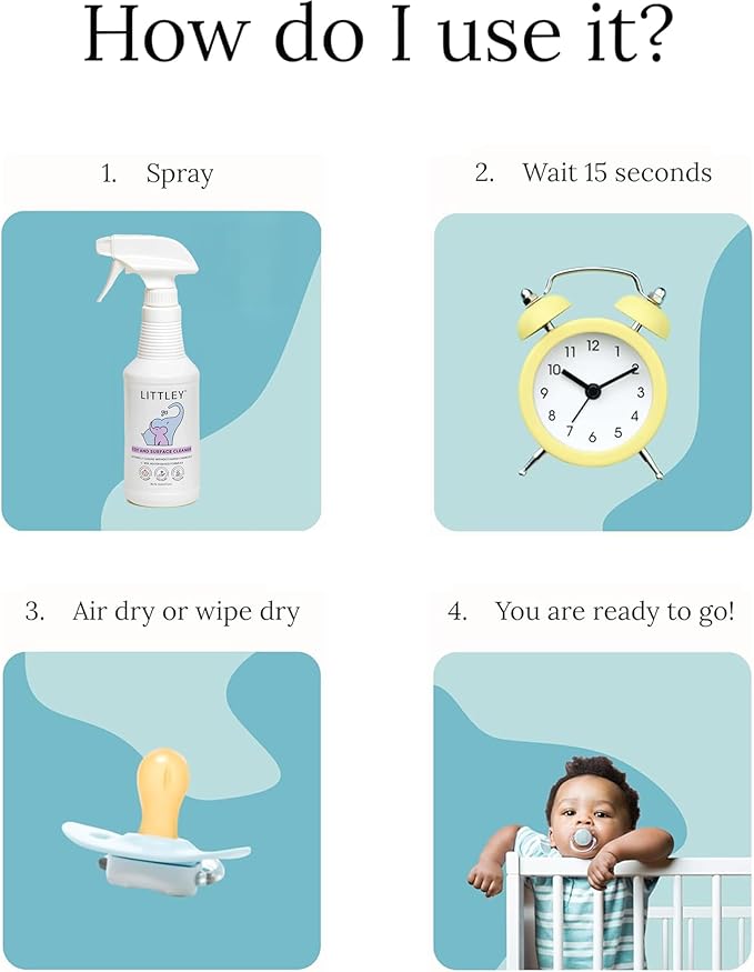 Littley Toy & Surface Cleaner | Alcohol-Free HOCl Spray for Baby Toys & High-Touch Surfaces | Fragrance-Free Formula | Gentle