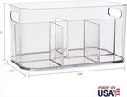STORi Bliss 5-Compartment Plastic Cosmetics Storage Organizer | Clear | Rectangular Divided Makeup Bin & Vanity Caddy with Pa