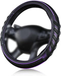 Flying Banner car Steering Wheel Cover Faux Leather Massage Universal fit 3D Honeycomb Hole Anti-Slip Sporty 15 Inches (Purpl