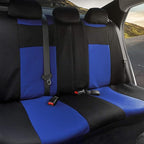 BDK Front & Rear Combo Set of 4 Piece Auto Carpet Floor Mats with PolyPro Car Seat Covers & Steering Wheel Cover, Fits Most for Car Truck Van SUV, Colorful Design Interior Car Accessories