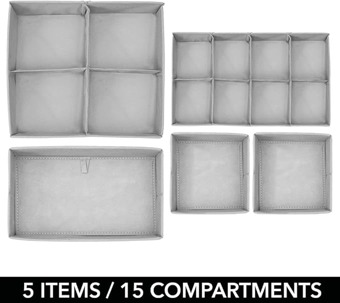 mDesign Soft Fabric Dresser Drawer/Closet Divided Storage Organizer Bins for Nursery - Holds Blankets, Bibs, Socks, Lotion, C
