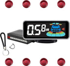 Backup Parktronic System Car Auto Vehicle Reverse with 8 Parking Sensors kit, LCD Display, Distance Detection (Meter/Foot Switchable), Buzzer Alarm and Voice Prompt Function（Dark Red）