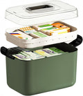 2 Tiers Medicine Organizer - Portable Medicine Storage Box with Handle, Large Capacity Plastic Medical Cabinet, Multipurpose 