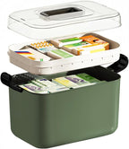 2 Tiers Medicine Organizer - Portable Medicine Storage Box with Handle, Large Capacity Plastic Medical Cabinet, Multipurpose 