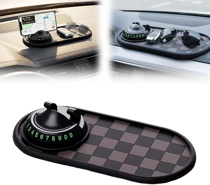 Mobile Phone Bracket Anti-Slip Mat, Multifunction Car Dashboard Mat with Temporary Parking Number, Large Universal Fit Anti-S