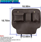 Leather Car Seat Back Organizer, Waterproof Car Seat Kick Mat with Cup Holder, Multifunctional Backseat Storage Bag, Universal Auto Travel Seats Protector Accessories for SUV Truck (Brown)