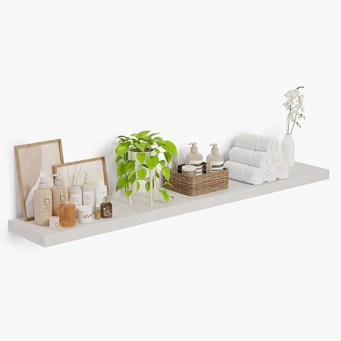 Heimlove 12inch Deep Floating Shelves for Wall, Mounted Shelves 55" W x 12" D x 1.5" H, wall Shelf for Bedroom Living Room Ba