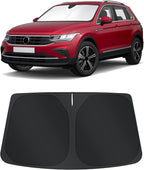 TINGLU Sun Shade for Volkswagen VW Tiguan 2018-2023 Accessories Windshield Sun Shade Window Shade UV Rays Protection Sun Visor Cover with Steering Wheel Sunshade Storage Bag