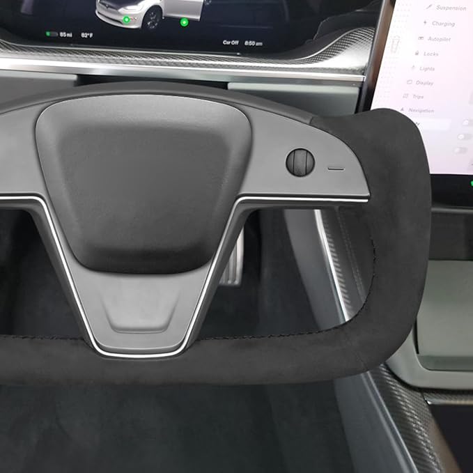 MEWANT Hand Stitched Tesla Model S Yoke Steering Wheel Cover Wrap for Tesla Model S 2021-2023 / Model X 2021-2023 Tesla Yoke Steering Wheel Accessories