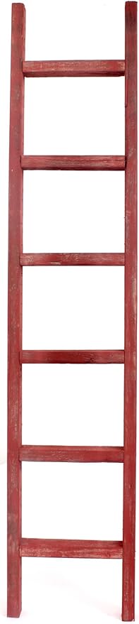 BARNWOODUSA Rustic Decorative Ladder - 100% Upcycled Wood (72" x 12" x 1.5", Rustic Red)