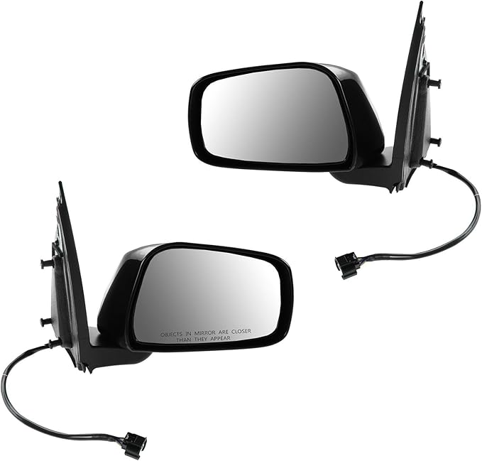 TRQ 2 Piece Driver and Passenger Side Mirror Assembly Set Electric Adjustment Heated Memory Black Compatible with 2005-2012 N