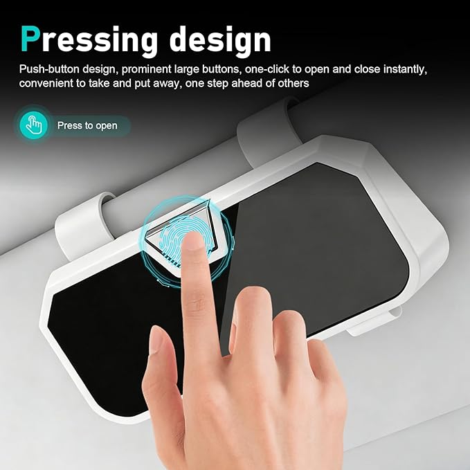 Car Sun Visor Sunglass Box, Car Visor Clip ABS Eyeglasses Storage, Universal Auto Sunvisor Accessories Organizer Box for Most Vehicles, Trucks, SUVs (White)