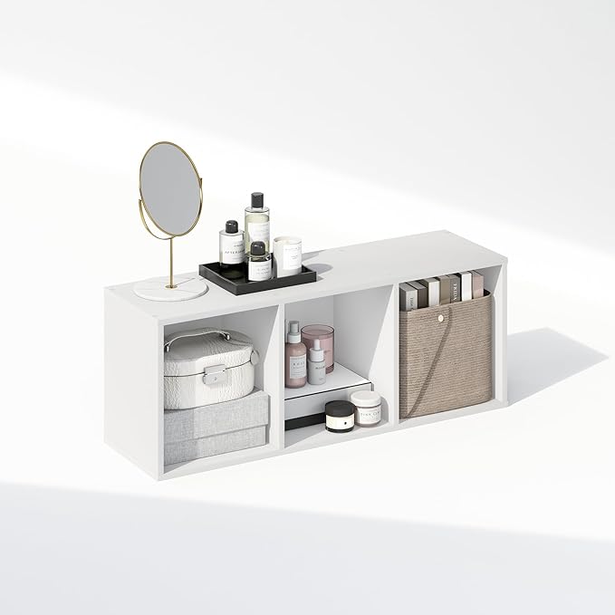 Furinno Reed Closet Organizers and Storage, 3-Tier Closet Organizer, Open Shelf Closet Storage, for Wardrobe, Bedroom, Living