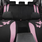 Flying Banner Butterfly car seat Covers ful Set Fashion Universal Lady Woman Female Rear Bench Split Colorized (Pink Black, F