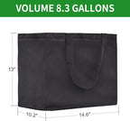 1 Pack Heavy Duty Reusable Canvas Grocery Bags, Holds 60 lbs, 8.3 gal, Multi-Purpose, Washable, Black with 5 Pockets