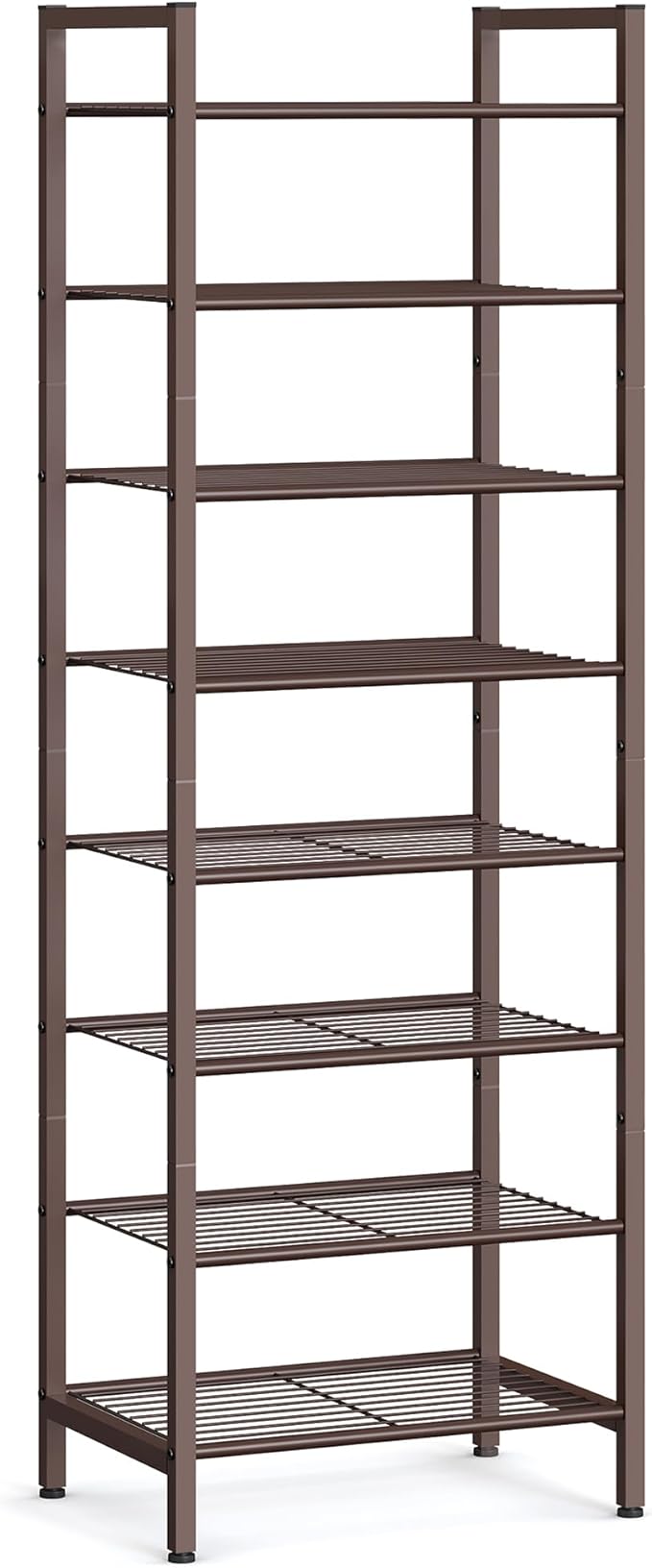 SONGMICS Narrow Shoe Rack - Sturdy 8 Tier Metal Tall Shoe Rack Shelf, Slim Shoe Storage Organizer for Closet Entryway Small S