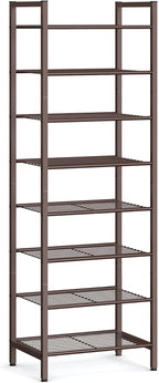 SONGMICS Narrow Shoe Rack - Sturdy 8 Tier Metal Tall Shoe Rack Shelf, Slim Shoe Storage Organizer for Closet Entryway Small S