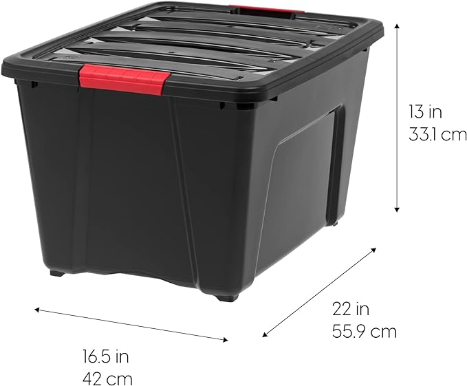 IRIS USA 51 L (54 QT) Plastic Storage Box with Lid and Latches - 4 Pack - BPA-Free, Garage Organizing Solution, Durable Nesta