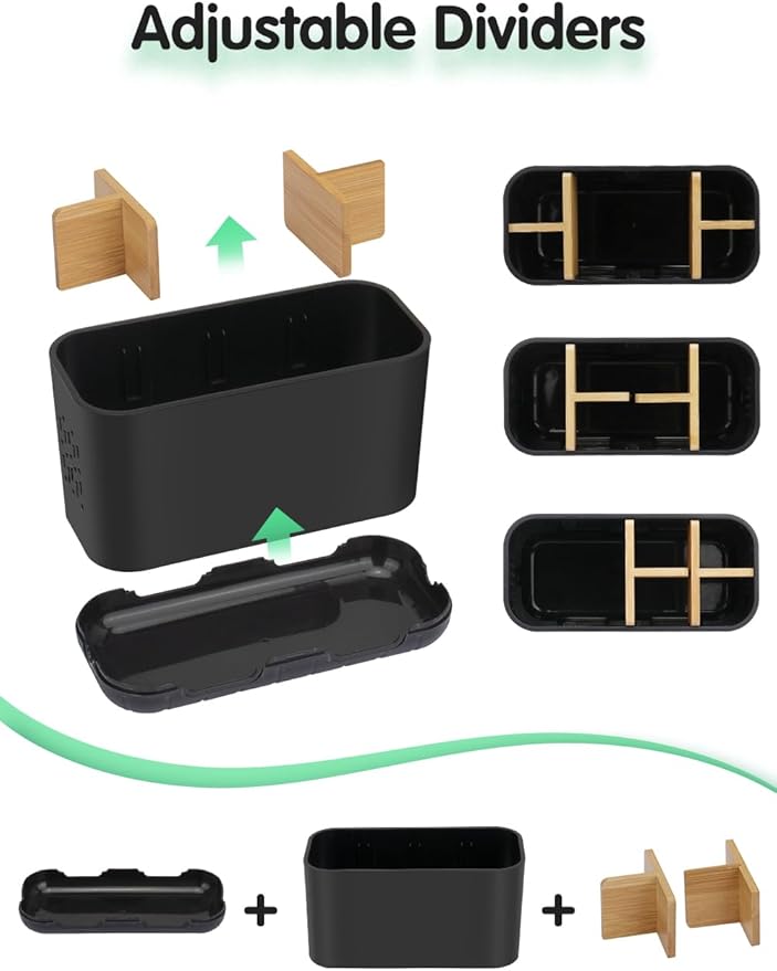 GFWARE Black Toothbrush Holder, Bamboo Toothbrush and Toothpaste Holder with Drainage, Electric Kids Matte Black Toothbrush H