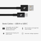 Beats USB-A to USB-C Woven Cable 2 Pack Fast Charging Durable/Tangle-Free Compatible Charger for Apple & Android Devices (1.5