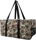 NGIL Extra Large Utility Tote Reusable Grocery Bag Oversized Collapsible for Groceries, Storage, Picnic, Beach (Puppies-black)